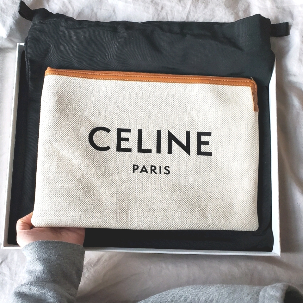 Celine logo pouch in natural